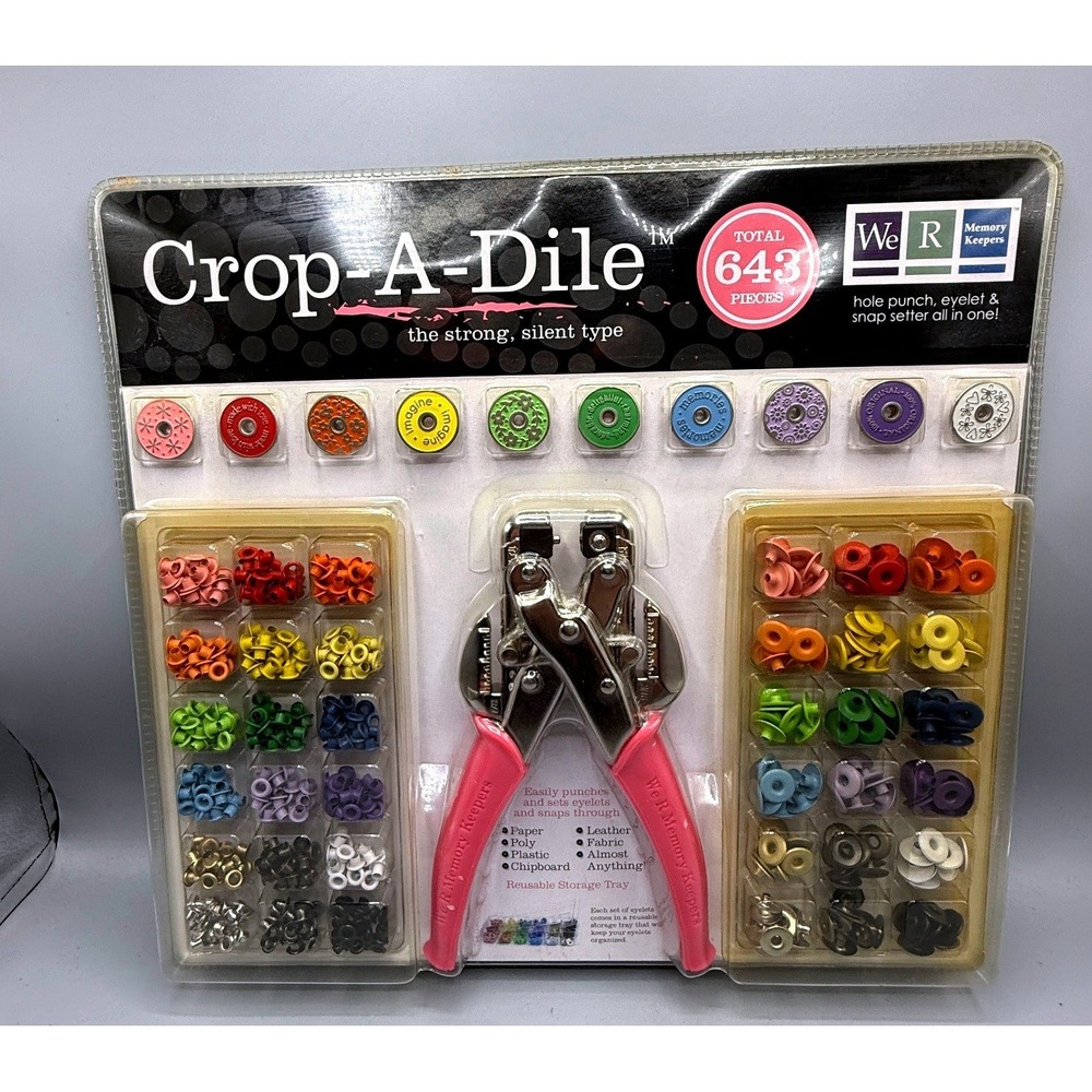 We R Memory Keepers Crop-A-Dile Eyelet and Snap Setter Kit 643 Pieces 70910-7